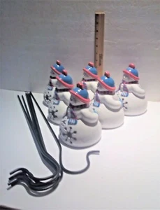 6 Porzellan Windlicht Typ Weihnachten hängend Schneemann mit Schneeflocken mit Haken Vintage - Bild 1 von 9