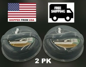 2PK Plastic Microwave Plate Cover Clear Steam Vent Splatter Lid 10.25" Food Dish - Picture 1 of 2