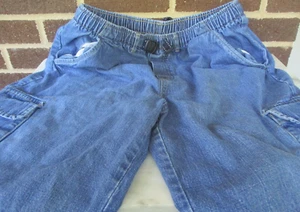 Lands' End Denim Blue Jeans XL Husky 18-20 Elastic Adjust Waist Cargo Shorts - Picture 1 of 10
