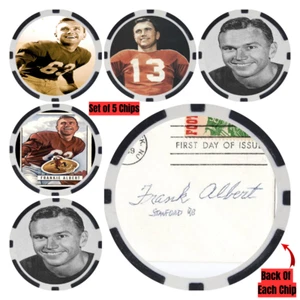 Frankie Albert Stanford College Football Hall of Fame Chips (5) - SIGNIERT - Bild 1 von 2