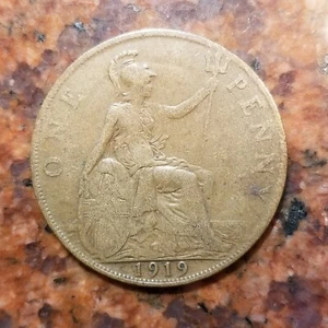 1919 GREAT BRITAIN ONE PENNY COIN - #B1100 - Picture 1 of 2