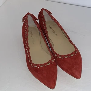 Women's Ivanka Trump Coper Slip On Loafers Flats Shoes Size 7 Red Suede Studded - Picture 1 of 11