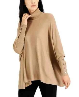 Poncho Suéter Alfani Nuevo Fawn Para Mujer Talla-Lg Marrón Claro Cuello Alto Foto 1 de 4