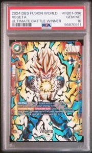 PSA10 Dragon Ball Super Fusion World FB01-096 Vegeta Ultimate Battle Winner - Picture 1 of 2