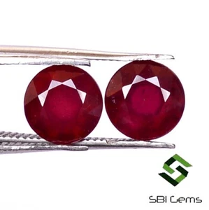 3.88 CTS Natural Ruby Round Cut Pair 7 mm Deep Red Shade Loose Gemstones GF - Picture 1 of 6