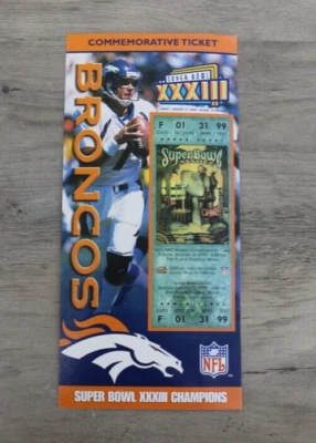 1999 Denver Broncos Super Bowl Champs Commemorative Ticket Super Bowl XXXIII - Image 1 of 4