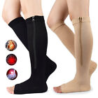 Zip Up Compression Socks High Leg Support Knee Stocking for Edema Varicose Veins