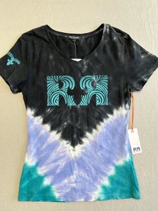 Rock Revival T-Shirt lila schwarz türkis Batik NEU Logo Small Damen V-Ausschnitt - Bild 1 von 12