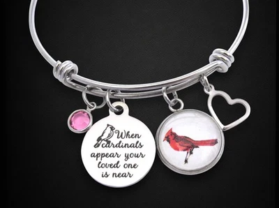Cardinal Bracelet, When Cardinals Appear Your Loved One Is Near Bracelet - Image 1 of 4