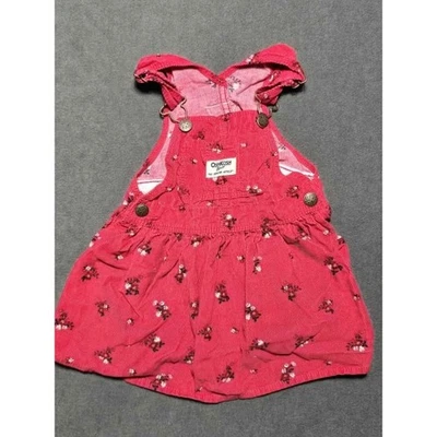 Lindo Conjunto OshKosh Bgosh Niño Pequeño Pana Jersey Vestido Rojo Floral 2T Foto 1 de 4