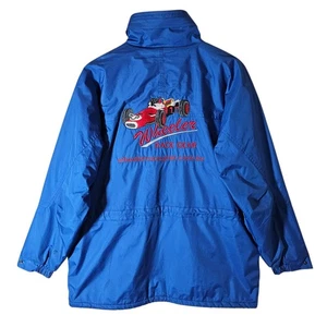 Men's F1 Racing Car Embroidered Bomber Jacket Size XS Blue Retro Wind breaker - Picture 1 of 24