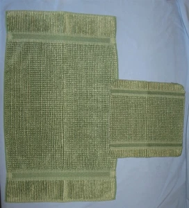 Vintage Fieldcrest Royal Samt Thoreau Handtuch & Waschlappen Set grün EUC - Bild 1 von 15