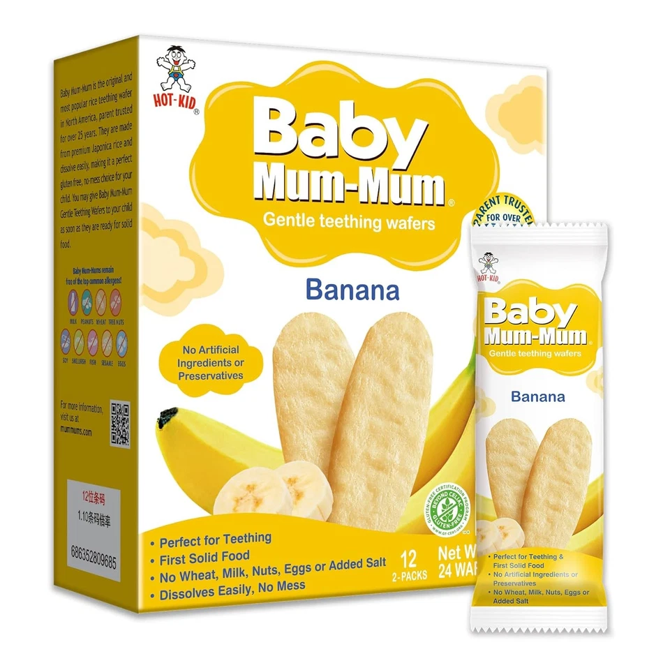 Baby Mum-Mum Rice Rusks, Banana, Gluten Free, Allergen Non-GMO, Rice...  - Image 1 of 4