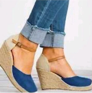 Pima 2 Anthropologie Suede Espadrille Wedges - Picture 1 of 7