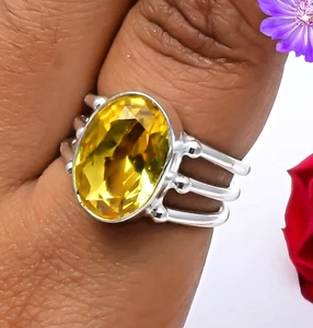 Citrin Edelstein Handarbeit 925 Sterling Silber Ethno Schmuck Ring alle Größen - Bild 1 von 9