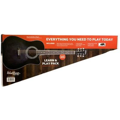 Washburn Learn & Play Black Burst Acoustic/Electric Guitar Bundle - Image 1 of 2