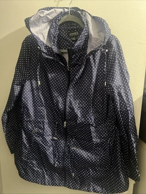 Jones New York женщин парка дождевик синий горошек размер большой - Изображение 1 из 4