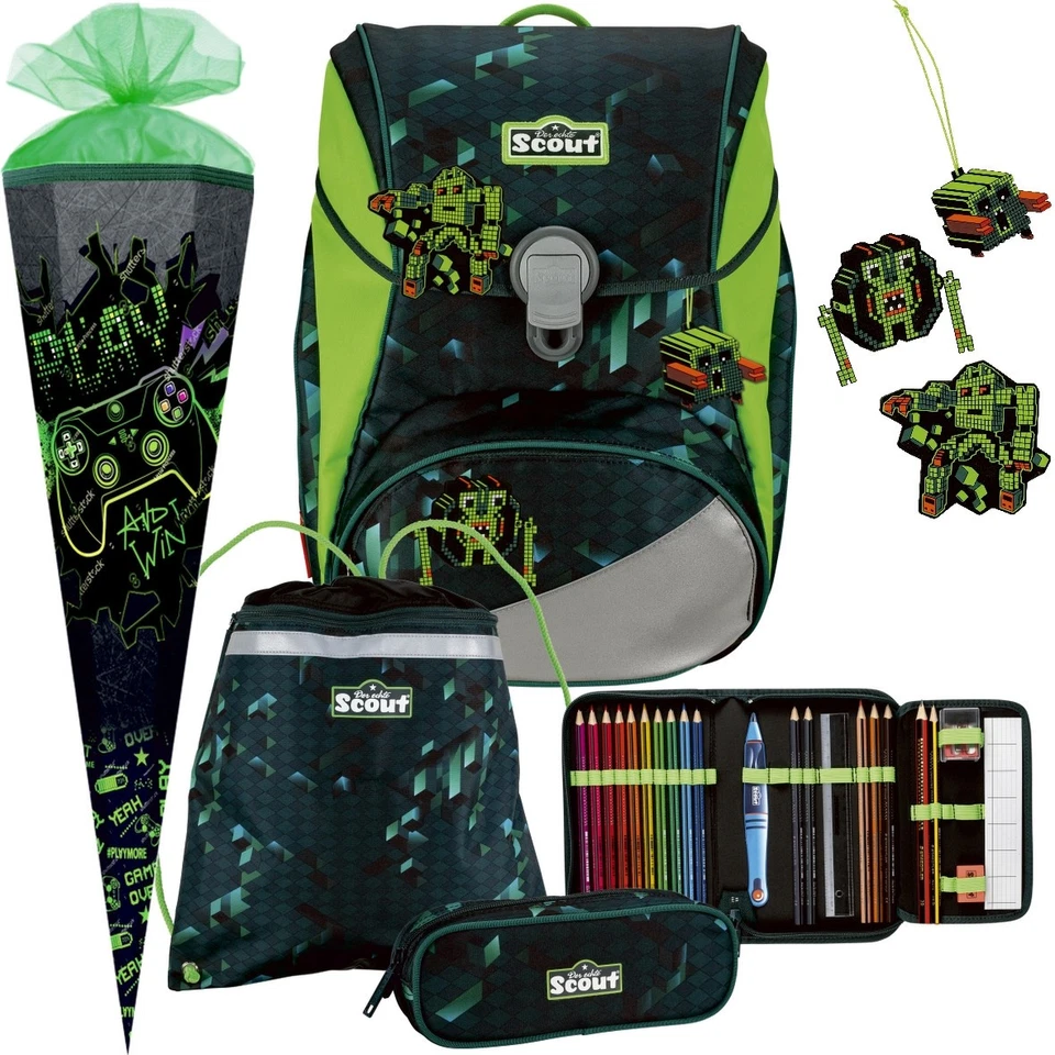 CUBES - Pixel - Scout Alpha ® Schulranzen-Set 5tlg. - Schultüte N Gratis dazu - Bild 1 von 4