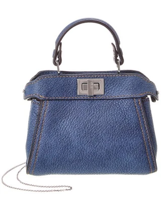 Fendi Nano Peekaboo Leather Clutch Women's Blue - Image 1 of 4