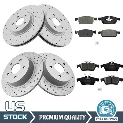 Front Rear Drilled Rotors Brake Pads for 2014-2016 Ford Escape Transit Connect - Imagem 1 de 4