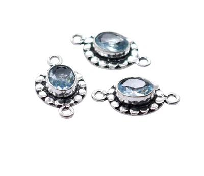 5 Pcs 23X13mm Black Onyx 2 Loop Bezal Connector Antique Silver Plated - Изображение 1 из 3