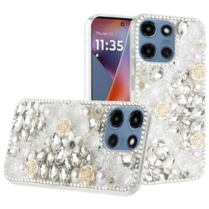 Funda Completa Estrás 3D Rosa Brillante para Teléfono Moto G 2025 + Vidrio Templado - Imagen 1 de 21