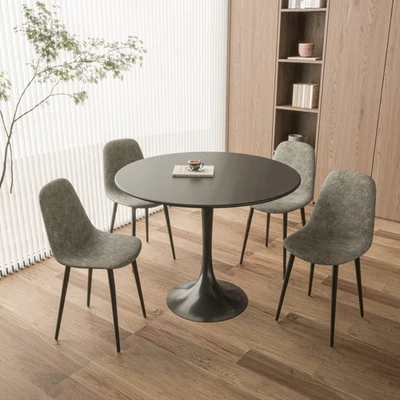 Round Dining Table Set Easy Clean W Durable Metal Legs 4 Dining Chair - Image 1 of 4