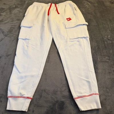 Nike White Cargo Jogger Sweatpants Red Accent Drawstring Mens Medium 30x28" - Image 1 of 4