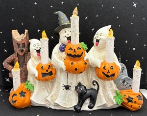 Vintage Halloween Geist Display mit flackernden Kerzen Harz China 12" breit 1990er - Bild 1 von 10