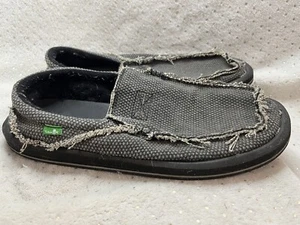 Sanuk Chiba Men’s Black Sidewalk Surfer Loafers Shoes Woven 0615 Size 9 - Picture 1 of 12