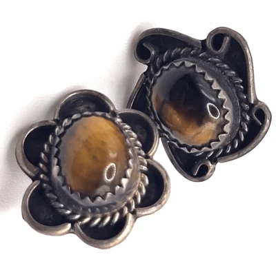 Тигровый глаз навахо из чистого серебра 0,75 дюйма - Изображение 1 из 4