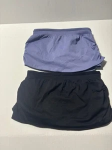 OQQ Damen 2er-Pack sexy versteckte Yoga-Shorts seitlich gerafft Stretch Large graublau/schwarz - Bild 1 von 6