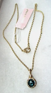 NWT Judith Ripka 14K Gold Clad London Blue Spinel & White Topaz Pendant Necklace - Picture 1 of 13