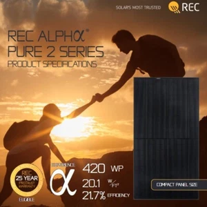 REC 420AA PURE-2 BLACK Mono Solar Panel for High Efficiency Reliable Solar Power - Picture 1 of 2
