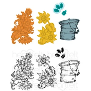 Combo de troquel y estampillas rústicas de girasol Heartfelt Creations flor floral - Imagen 1 de 2