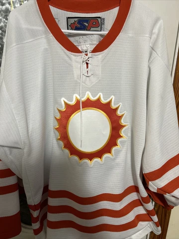 ORLANDO SOLAR BEARS ECHL WHITE Alternate HOCKEY JERSEY Medium Autographed Signed Cover