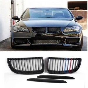 Kühlergrill Nieren Grill Schwarz Glanz M-Farbe Für BMW 3er E90 E91 2005-2008 AF - Picture 1 of 8