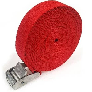 9 correas hebilladas 25 mm hebilla de leva 5 metros de largo carga resistente aseguramiento rojo - Imagen 1 de 2