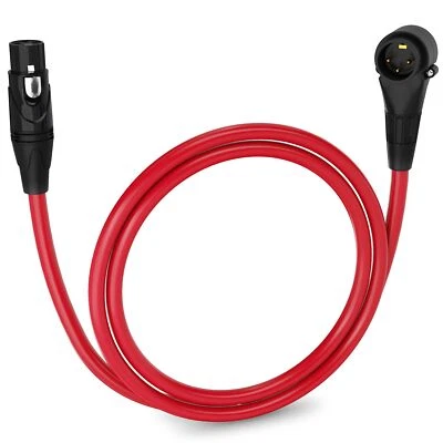 LyxPro 3 Feet Right Angle XLR Microphone Cable, Male to Female Cable - Red - Image 1 of 4