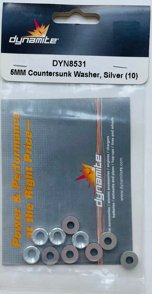 Dynamite 5mm Silver Countersunk Washers (10) DYN8531 - Image 1 of 1