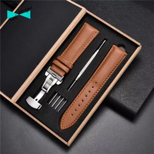 Cinturino orologio in pelle fibbia deployante oro nero marrone da 18 20 22 24 mm - Imagen 1 de 26