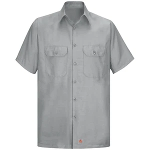 New 5XL Men Short Sleeve Grey Rip Stop Work Shirt Pocket SY60GY Red Kap - Picture 1 of 3
