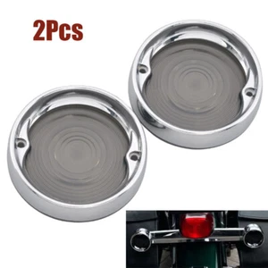 Lente de luz de señal de giro plana 3 1/4" cubierta biseles anillos de visera aptos para Harley 1986+ - Imagen 1 de 13