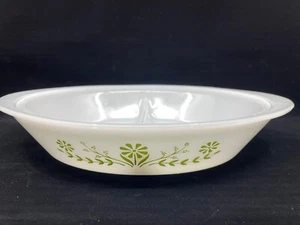 Vintage Glasbake Grün Crazy Daisy Geteilt Auflaufform - Bild 1 von 4