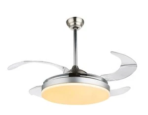 Retractable ceiling fan with LED and remote control Cabrera Nickel 100 cm 39" - Picture 1 of 8