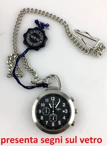 Orologio Tasca M&M Primo Emporio Acciaio 42mm Chrono Quarzo Nero Nuovo Elegante - Imagen 1 de 3