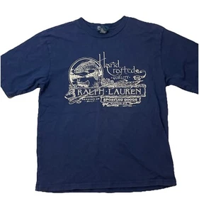 Rare Vintage POLO RALPH LAUREN Fishing Tackle Rods Reels T Shirt 2000s Blue Med - Bild 1 von 7