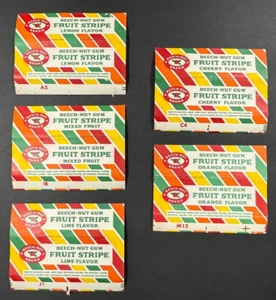 Vintage Beech Nut Fruit Stripe Gum Wrappers.....Lime Cherry Orange Lemon Mixed - Picture 1 of 2