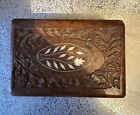 Aged wooden carved jewellery box - T631