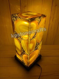 6x6x9Natural Yellow Agate Stone Bedroom Decorative Night Light Crystal Lamp Gift - Picture 1 of 4